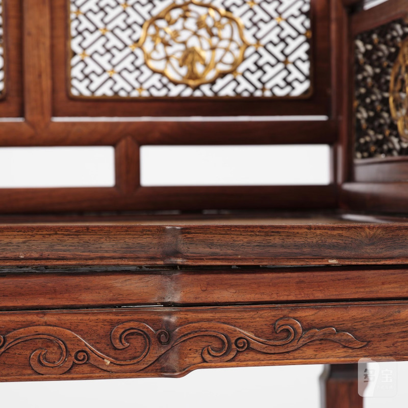 A Chinese hardwood throne chair/day bed, - 图22